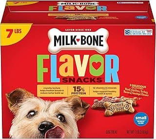 Milk-Bone Flavor Snacks Small Dog Biscuits, Flavored Crunchy Dog Treats, 7 Pound Box
