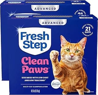 Fresh Step Advanced Clean Paws Multi Cat Clumping Cat Litter with Febreze Freshness, Low Dust, Odor Control with Ammonia Block Tech, Compatible in Automatic Litter Boxes, 37 lbs. (2 x 18.5 lb.)