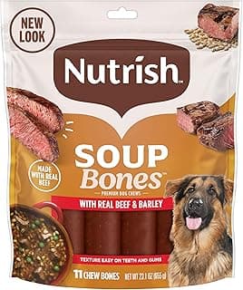 Nutrish Soup Bones Premium Dog Chews with Real Beef and Barley, 11 Chews, Packaging May Vary (Rachael Ray)