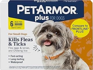PetArmor Plus Flea and Tick Prevention for Dogs, Small Dog Flea and Tick Treatment, 6 Doses, Waterproof Topical, Fast Acting (5-22 lbs)