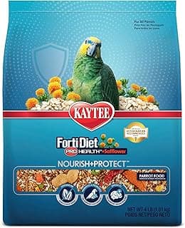 Kaytee Forti-Diet Pro Health+Safflower Nourish+Protect Parrot Food, Supports Breeding and Molting, Nutrition Backed by Science, Digestive and Brain Health, 4 pounds