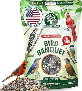 Nature Anywhere Bird Seed Bird Banquet Bird Seed for Outside Feeders, Wild Bird Seed, Bird Food, No Fillers, Made in USA, Wild Bird Food Blend