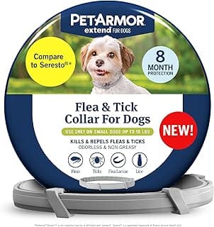 PetArmor Extend Dog Flea and Tick Treatment & Prevention Collar for Small Dogs up to 18 lbs., 8 Months of Protection, Odorless & Non-Greasy, Waterproof, Kills Fleas, Ticks, and Larvae, 1 Count