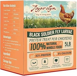 5LB Non-GMO Dried Black Soldier Fly Larvae for Chickens – 85X More Calcium Grubs Than Mealworms for Strong Eggshells & Healthy Growth - High Protein for Chickens, Birds, Ducks, Geese & Pets