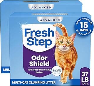 Fresh Step Advanced Odor Shield Multi Cat Clumping Litter with Febreze Freshness, Low Dust, Odor Control with Ammonia Block Tech, Compatible in Automatic Litter Boxes, 37 lb. (2 x 18.5 lb.)
