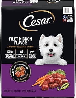 Cesar Small Breed Dry Dog Food for Small Dogs, Filet Mignon Flavor and Spring Vegetables Garnish, 12 lb Bag