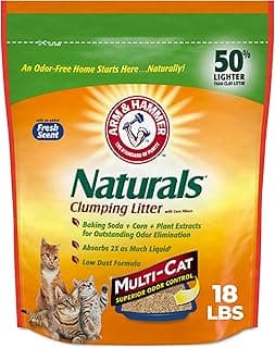 ARM & HAMMER Naturals Clumping Cat , Litter Odor Control, Multi Cat Litter, 18 lb. Bag