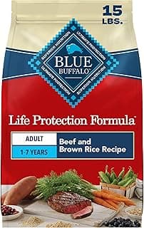 Blue Buffalo Life Protection Formula Beef & Brown Rice Adult Dry Dog Food, Supports Immunity with Antioxidant-Rich LifeSource Bits, Promotes Healthy Muscle Development, Skin & Coat Health, 15 lbs.