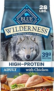 Blue Buffalo Wilderness Chicken Adult Dry Dog Food with Wholesome Grains + Antioxidant-Rich Fruits & Veggies, 39g Protein, Vibrant Energy for an Active Life, Made with Natural Ingredients, 28 lbs.