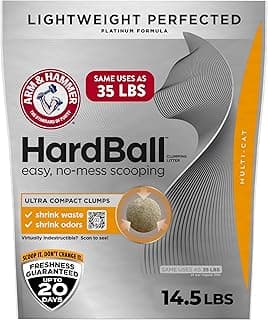 ARM & Hammer Hardball Lightweight 5-in-1 Clumping Cat Litter, 24/7 Odor Control, Long-Lasting Non-Clay & 99.9% Dust-Free Multi-Cat Formula, Garden Bloom Scent, 14.5 Lbs
