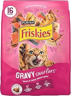 Purina Friskies Gravy Swirlers with Flavors of Chicken, Salmon and Gravy Dry Cat Food - 16 Lb. Bag