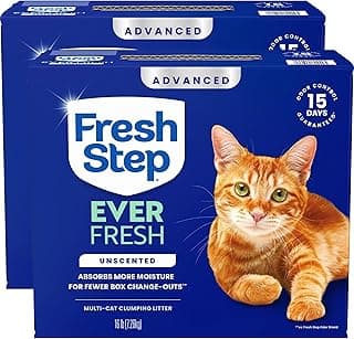 Fresh Step Advanced Ever Fresh Multi Cat Clumping Cat Litter, Unscented, Low Dust, Odor Control with Ammonia Block Tech, Compatible in Automatic Litter Boxes, 32 lb. (2 x 16 lb.)