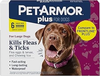 PetArmor Plus Flea and Tick Prevention for Dogs, Large Dog Flea and Tick Treatment, 6 Doses, Waterproof Topical, Fast Acting (45-88 lbs)