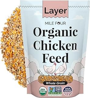 Mile Four Organic Chicken Feed – Layer Whole Grain, Non-GMO, USA Grown, 16% Protein, Corn-Free, Soy-Free, Non-Medicated Feed for Chickens, 2 lb Sample
