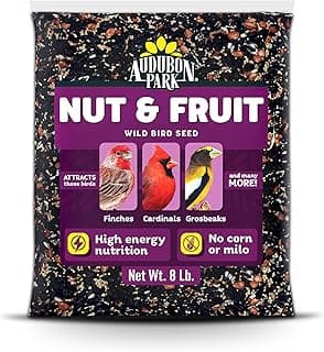 Audubon Park Nut & Fruit Wild Bird Seed – 8 lb. Premium Blend with Sunflower Seeds, Peanuts, Safflower & Dried Fruit – Bird Food for Outside Feeders