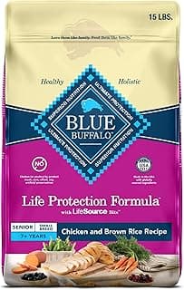 Blue Buffalo Life Protection Formula Small Breed Senior Dry Dog Food, Supports Joint Health and Immunity, Made with Natural Ingredients, Chicken & Brown Rice Recipe, 15-lb. Bag