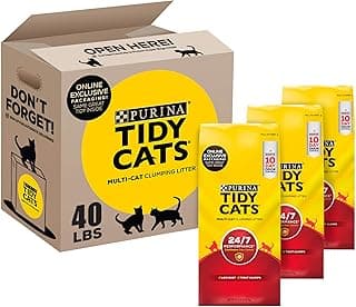 Purina Tidy Cats Clumping Cat Litter, 24/7 Performance, Clay Cat Litter, Recyclable Box - (Pack of 3) 13.33 lb. Bags