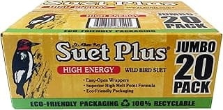 ST. ALBANS BAY SUET PLUS High Energy Suet Cakes, 20 Pack of 11 oz. Suet Cakes for Wild Birds