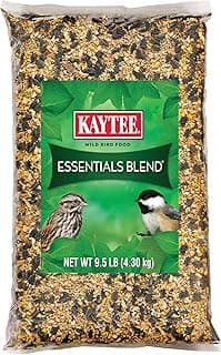 Kaytee Essentials Blend with Black Oil Sunflower, Cracked Corn and Millet, Wild Bird Food Seed for Cardinals, Jays, Finches, Chickadees, Nuthatches, Woodpeckers, Grosbeaks, Juncos, 9.5 Pounds