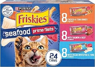 Purina Friskies Gravy Wet Cat Food Variety Pack Seafood Prime Filets Favorites - (Pack of 24) 5.5 oz. Cans