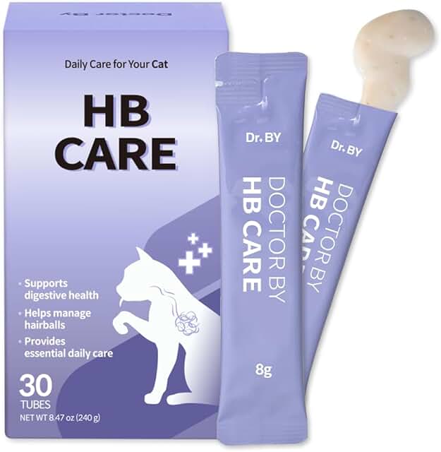 Doctor By HB Care Hairball Treatment for Cats - Hairball Relief & Digestive Support Supplement with Psyllium Husk & Fiber - Lickable Formula, Individually Packed, Chicken Flavor (30 Count)