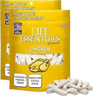 Life Essentials by Cat-Man-Doo | Chicken - 2 Pack of 5oz. Bags | Freeze Dried Chicken Cat & Dog Treats | Healthy, Single Ingredient, Training Treats, High Protein
