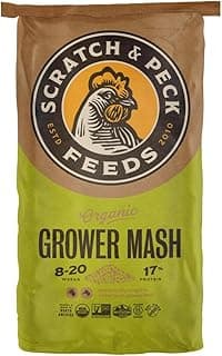 Scratch and Peck Feeds | Grower Mash for Chickens & Ducks | 25 lb Bag | 17% Protein, Corn & Soy Free, Fermentable Whole Grains, Certified Organic & Non-GMO Project Verified, Complete Nutrition