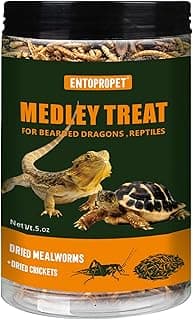 Dried Mealworms and Dried Crickets - Higher in Calcium and Richer in Protein-A Premium Medley Treat Food for Bearded Dragons,Turtles, Birds & Tropical Fish, 5oz