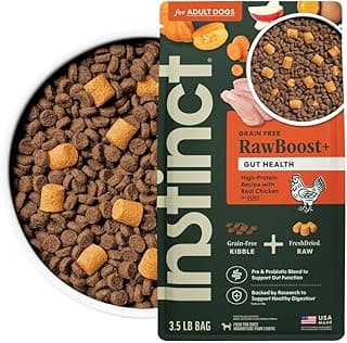 Instinct RawBoost Gut Health, Natural Dry Dog Food with Freeze-Dried Pieces, High Protein, Grain-Free Recipe - Real Chicken, 3.5 lb. Bag