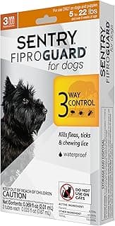 Sentry Fiproguard for Dogs, Flea and Tick Prevention for Dogs (5-22 Pounds), Includes 3 Month Supply of Topical Flea Treatments