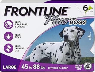 Frontline Plus for Dogs Large Dog (45 to 88 pounds) Flea and Tick Treatment, 6 Doses