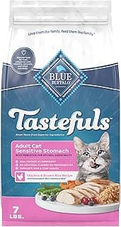 Blue Buffalo Tastefuls Adult Dry Cat Food Sensitive Stomach Formula, Made in the USA with Natural Ingredients, Chicken Recipe, 7-lb Bag
