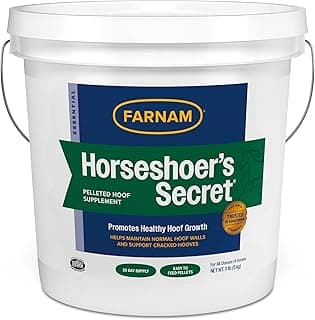 Farnam Horseshoer's Secret Pelleted Hoof & Biotin Supplements, Nutrient-Rich Formula with Amino & Fatty Acids, Omega-3 Minerals, Promotes Hoof Growth & Supports Cracked Hooves, 11 lb, 30-Day Supply