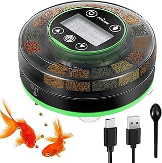 Automatic Fish Feeder for Aquarium - Moisture-Proof and Precision Feeding Betta Vacation Feeder, USB Rechargeable Auto Fish Food Dispenser with Timer,LCD Display