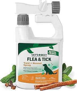 Vet's Best Flea and Tick Yard and Dog Kennel Spray, Mosquito Repellent with Certified Natural Oils, Plant Safe with Ready-to-Use Hose Attachment, Flea and Tick Prevention for Dogs, 32 oz
