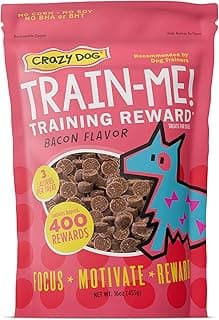 Crazy Dog Train-Me! Training Treats 16 oz. Bag, Bacon Flavor, with 400 Treats per Bag, Recommended by Dog Trainers