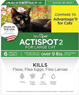 TevraPet Actispot II Flea Treatment for Large Cats 9+ lbs | 6 Doses | Powerful Prevention and Control