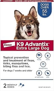 K9 Advantix Flea, Tick & Mosquito Prevention for Dogs Over 55 lbs. | Flea Drops for Extra Large Dogs | Apply Monthly | 2 Treatments