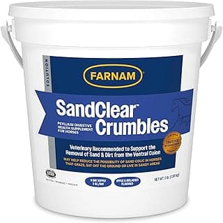 Farnam SandClear Psyllium Crumbles Supplement for Horses, Helps Remove Sand from Colon & Supports Digestive Health, Apple/Molasses Flavor, 3 lbs.
