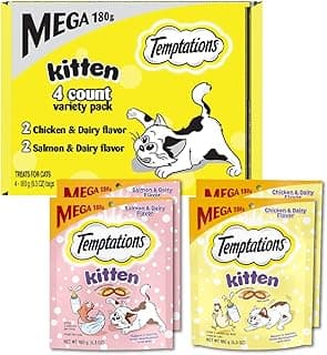 Temptations Kitten Treats Classic Crunchy and Soft Cat Treats Variety Pack, 6.3 oz. Pouches (Pack of 4)