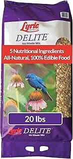 Lyric Delite Wild Bird Seed for Outside Feeders - No Waste Bird Food, Shell-Free Nuts & Seeds Mix, Attracts Buntings, Chickadees & Finches, 20 lb Bag