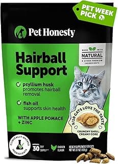 Cat Hairball Support Crunchy & Creamy Chews, Hairball Remedy Treats, Cat Furball Treatment, Supports Skin & Coat, Vitamins for Digestion, Chicken (30-Day Supply)