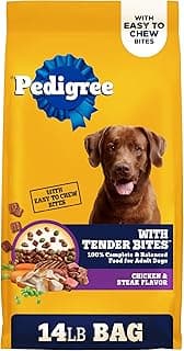 Pedigree Dry Dog Food Tender Bites, Adult Chicken and Steak Flavor, 14 lb. Bag