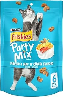 Purina Friskies Cat Treats, Party Mix Lobster & Mac 'N' Cheese Flavors - (Pack of 6) 6 oz. Pouches