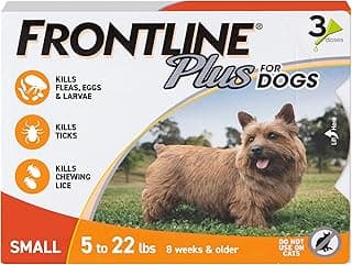 FRONTLINE Plus Flea & Tick Spot Treatment for Small Breed Dogs 5-22 lbs. (Orange) Count of 3