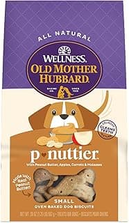 Wellness Old Mother Hubbard Classic P-Nuttier Dog Biscuits, Natural Training Treats, Peanut Butter Flavor, Small Size, 20 oz Bag