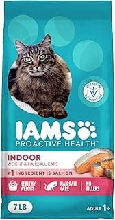 IAMS Proactive Health Dry Cat Food, Indoor Weight and Hairball Care Cat Food Dry Recipe, with Salmon, 7 lb. Bag