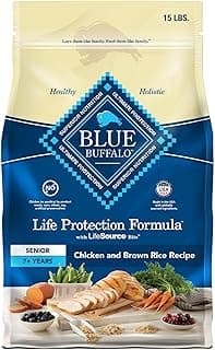Blue Buffalo Life Protection Formula Senior Dry Dog Food, Supports Joint Health and Mobility, Made with Natural Ingredients, Chicken & Brown Rice Recipe, 15-lb. Bag