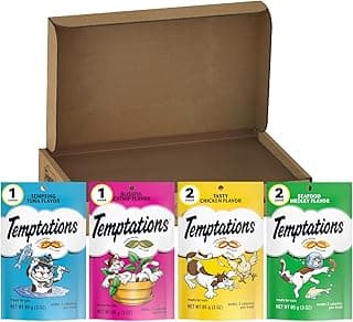 Temptations Cat Treats Classic Crunchy and Soft Feline Favorites Variety Pack, 3 oz. Pouches (Pack of 6)