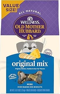 Wellness Old Mother Hubbard Classic Original Mix Dog Biscuits, Natural Training Treats, 4 Flavors, Mini Size, 3.8 lb Bag